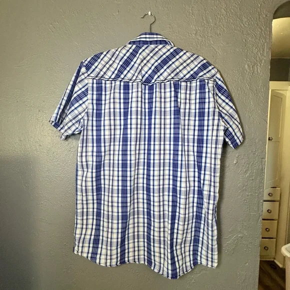 Men's Western Blue Plaid Shirt - Picture 5 of 5